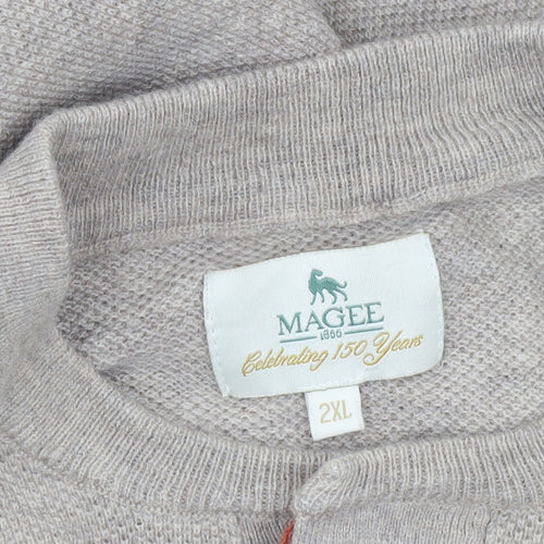 Magee Men Beige 2XL Merino Wool Henley Jumper Lightweight Knit