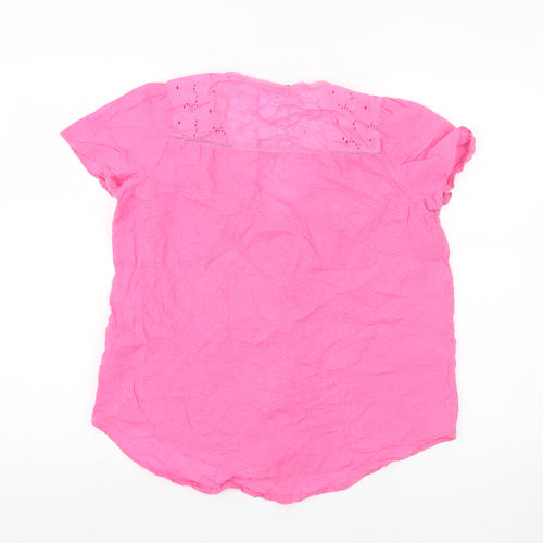 Dunnes Women’s Pink Cotton Short Sleeve Button Blouse Size S