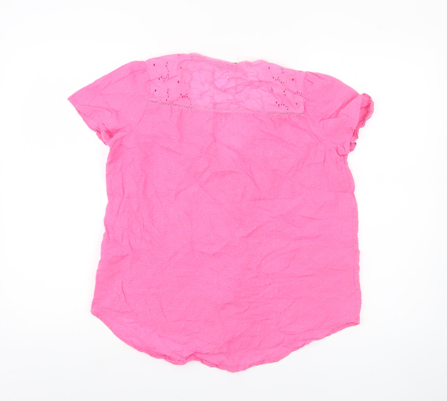 Dunnes Women’s Pink Cotton Short Sleeve Button Blouse Size S