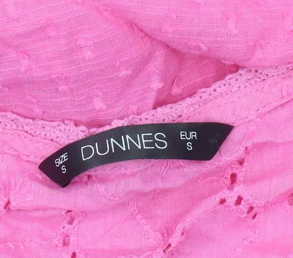 Dunnes Women’s Pink Cotton Short Sleeve Button Blouse Size S
