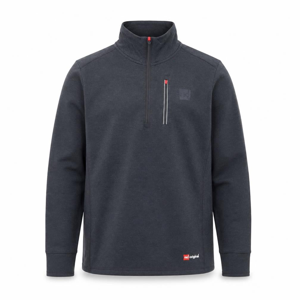 Front view of Red Original Men's Grey 1/4 Zip Pullover Sweatshirt S Regular Fit