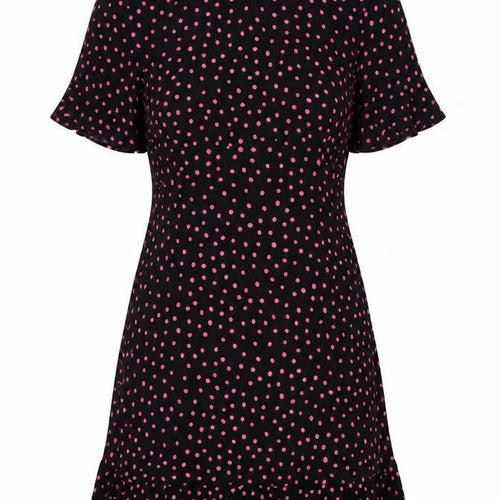 Dorothy Perkins Women Black Pink Polka Dot Fit & Flare Dress Size 8