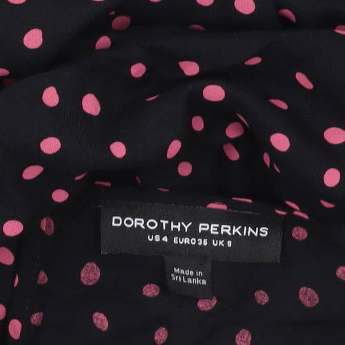 Dorothy Perkins Women Black Pink Polka Dot Fit & Flare Dress Size 8
