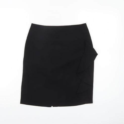 Dorothy Perkins Women’s Black Size 8 Pencil Skirt Ruffle Detail Workwear