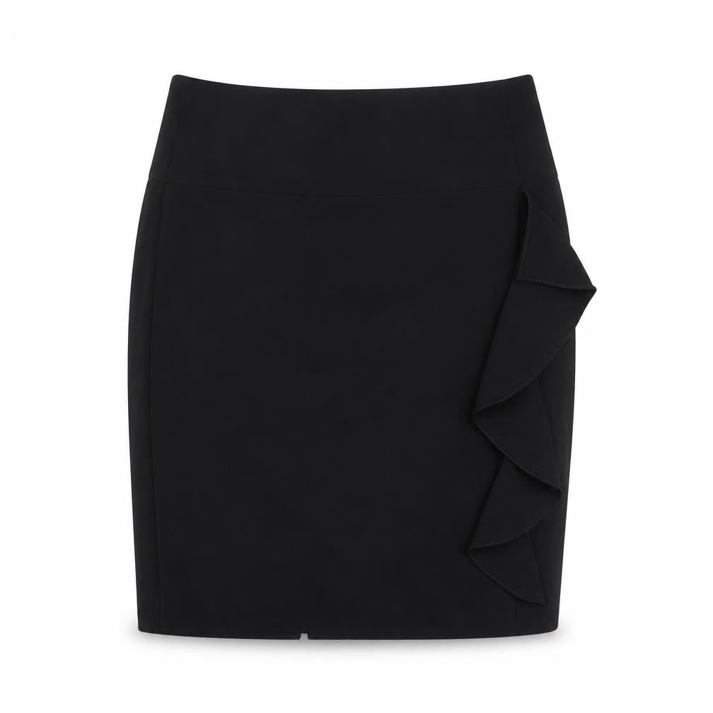 Dorothy Perkins Women’s Black Size 8 Pencil Skirt Ruffle Detail Workwear