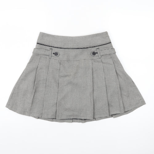Next Women Grey Houndstooth Pleated Mini Skirt Size 6