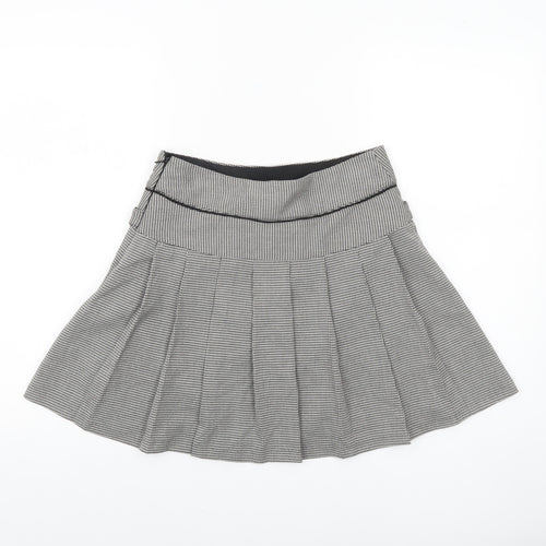 Next Women Grey Houndstooth Pleated Mini Skirt Size 6