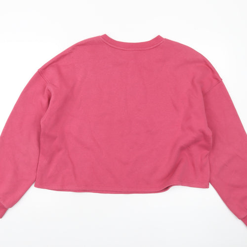 H&M Divided Women’s Pink Pullover Sweatshirt L Crew Neck Long Sleeve