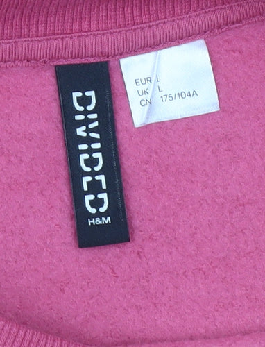 H&M Divided Women’s Pink Pullover Sweatshirt L Crew Neck Long Sleeve