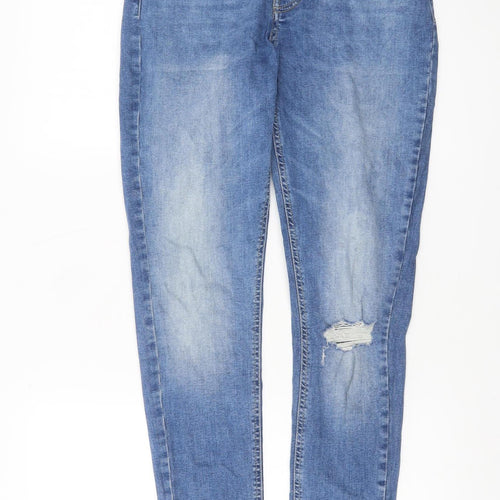 boohooMAN Men’s Blue Skinny Distressed Stretch Denim Jeans Size 34