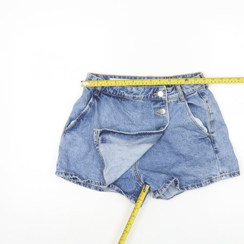 ZARA Womens Blue Denim Mom Shorts Size S High Rise Casual