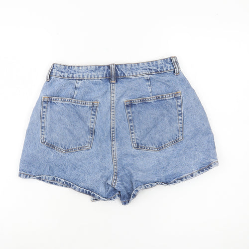 ZARA Womens Blue Denim Mom Shorts Size S High Rise Casual