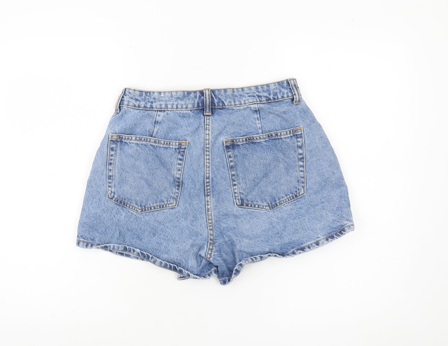 ZARA Womens Blue Denim Mom Shorts Size S High Rise Casual