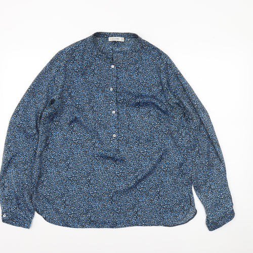 Gallery Women’s Blue Animal Print Long Sleeve Blouse Size 12