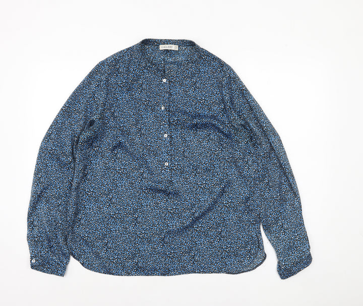 Gallery Women’s Blue Animal Print Long Sleeve Blouse Size 12