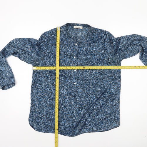 Gallery Women’s Blue Animal Print Long Sleeve Blouse Size 12