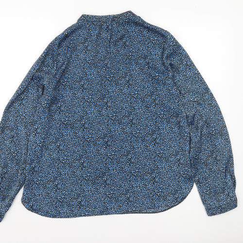 Gallery Women’s Blue Animal Print Long Sleeve Blouse Size 12