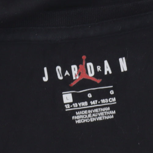 Nike Jordan Boys Black 12-13 Years Flight Graphic Cotton T-Shirt