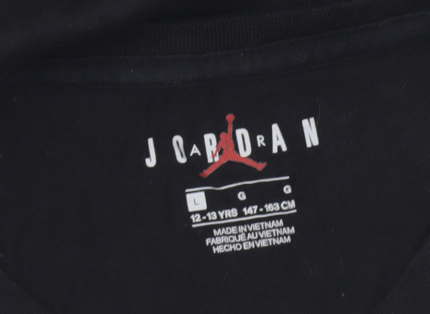 Nike Jordan Boys Black 12-13 Years Flight Graphic Cotton T-Shirt