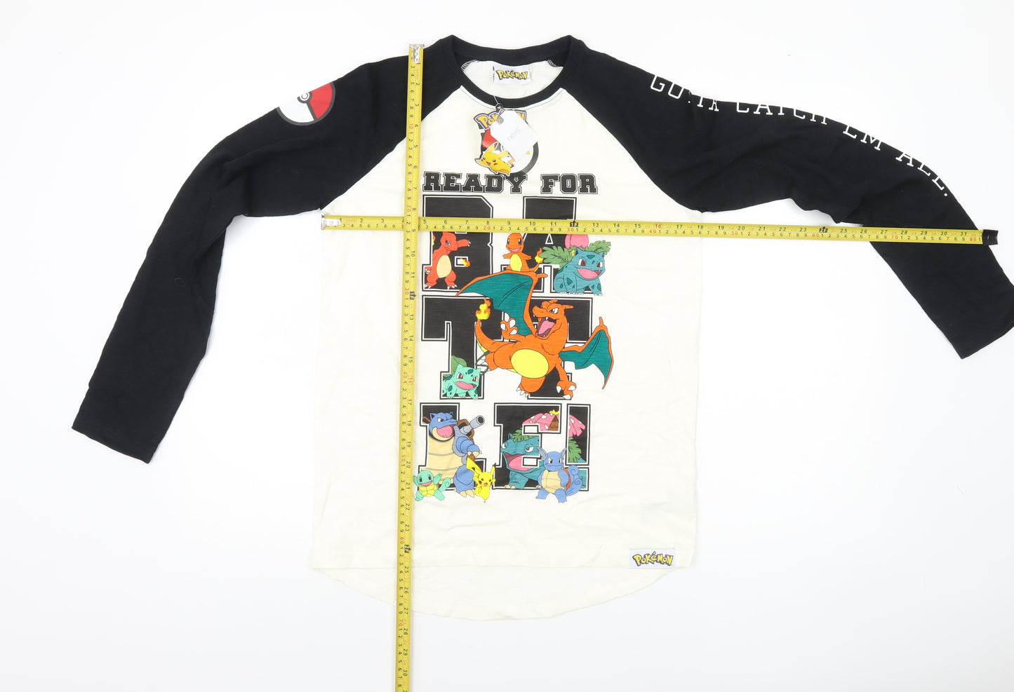 Next Boys Pokémon Black & White Long Sleeve T-Shirt 13 Years Cotton Graphic