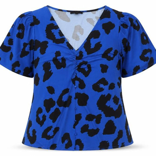 Simply Be Women's Blue Animal Print V-Neck Tunic Blouse Size 24