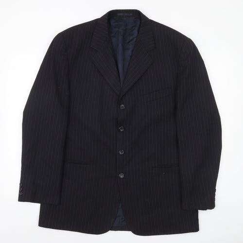 Burton Menswear Black Pinstripe 42in Regular Fit Men's Suit Jacket