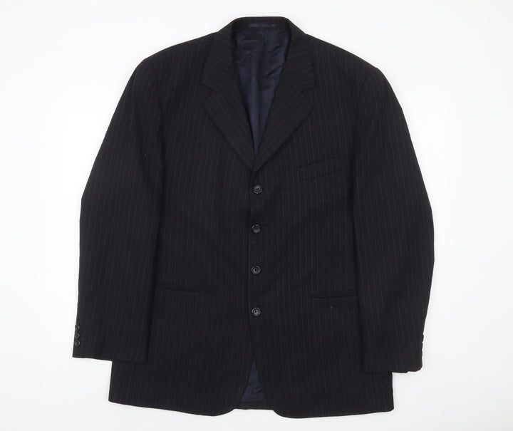 Burton Menswear Black Pinstripe 42in Regular Fit Men's Suit Jacket