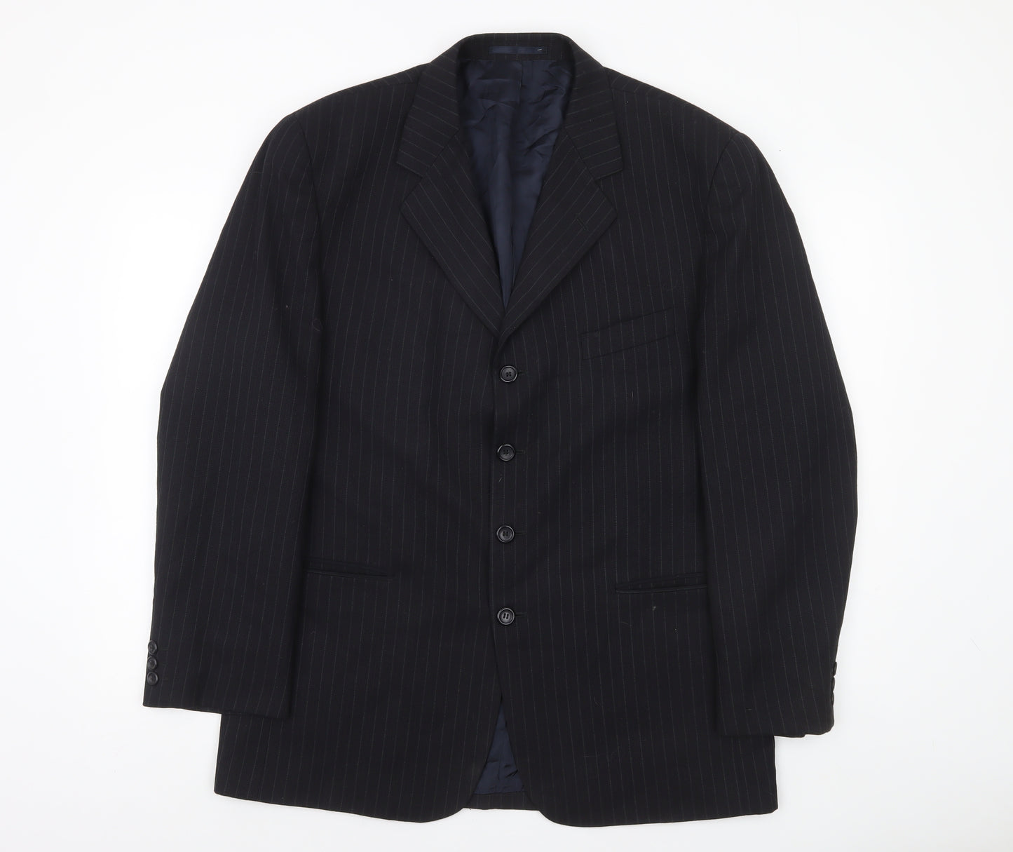 Burton Menswear Black Pinstripe 42in Regular Fit Men's Suit Jacket