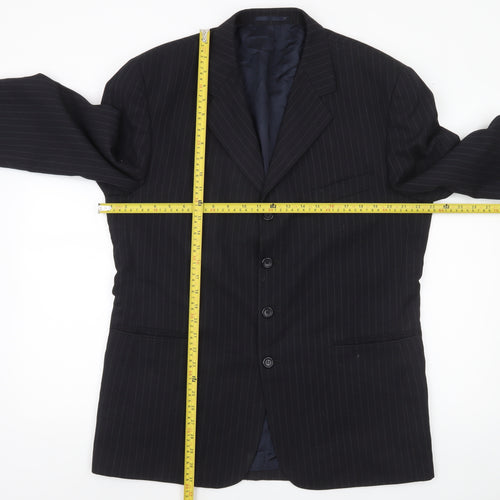 Burton Menswear Black Pinstripe 42in Regular Fit Men's Suit Jacket