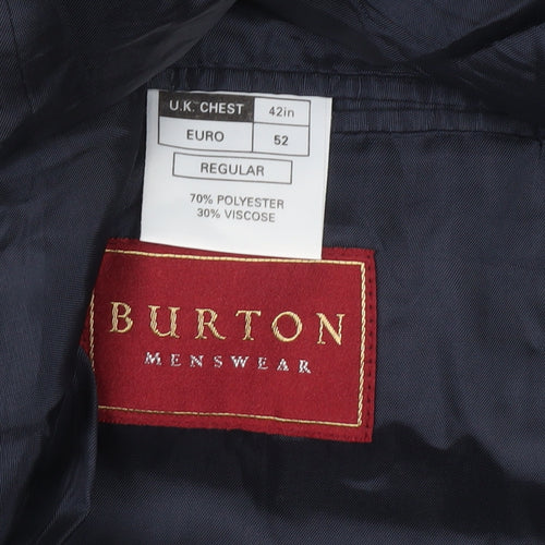 Burton Menswear Black Pinstripe 42in Regular Fit Men's Suit Jacket