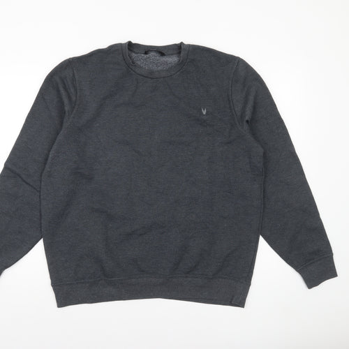 Very Man Men’s Grey Crew Neck Pullover Sweatshirt L Fleece Cotton Blend