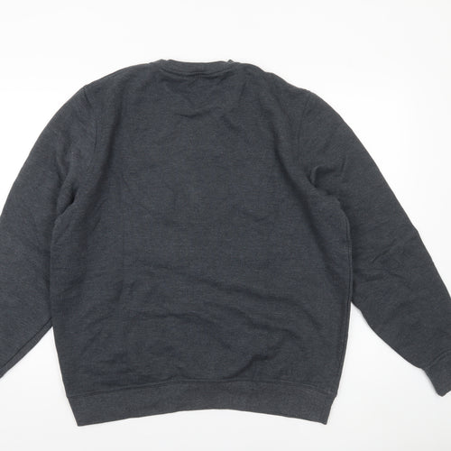 Very Man Men’s Grey Crew Neck Pullover Sweatshirt L Fleece Cotton Blend
