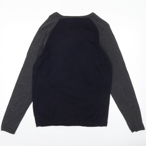 Jack & Jones Men’s Blue Grey Cotton Crew Neck Jumper M