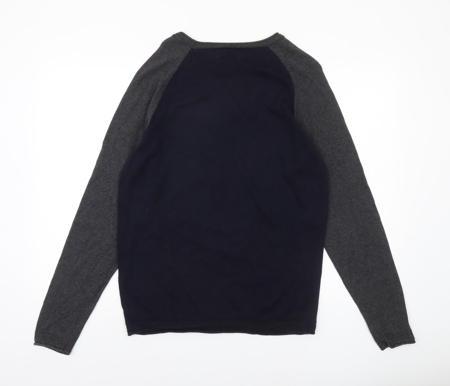 Jack & Jones Men’s Blue Grey Cotton Crew Neck Jumper M