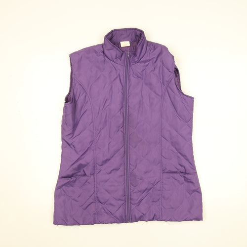 Anne de Langy Womens Purple Quilted Waistcoat M Full Zip