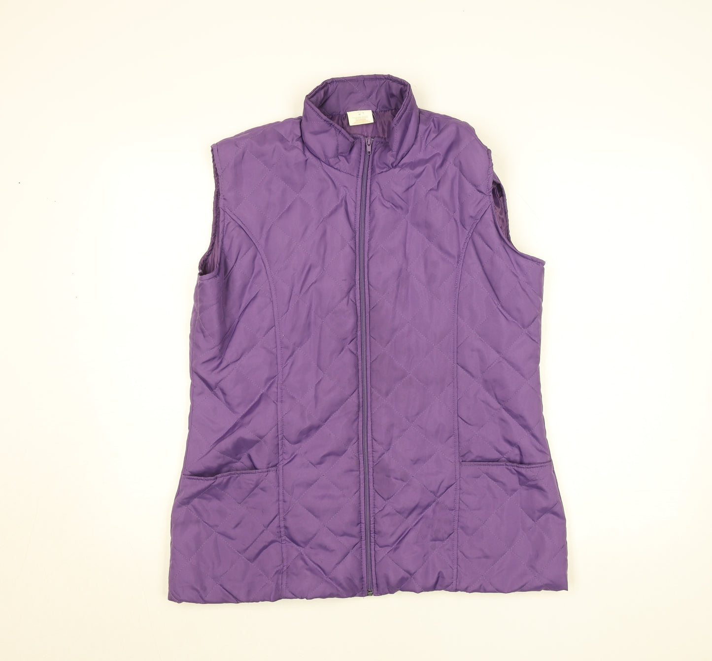 Anne de Langy Womens Purple Quilted Waistcoat M Full Zip