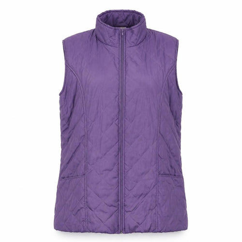 Anne de Langy Womens Purple Quilted Waistcoat M Full Zip
