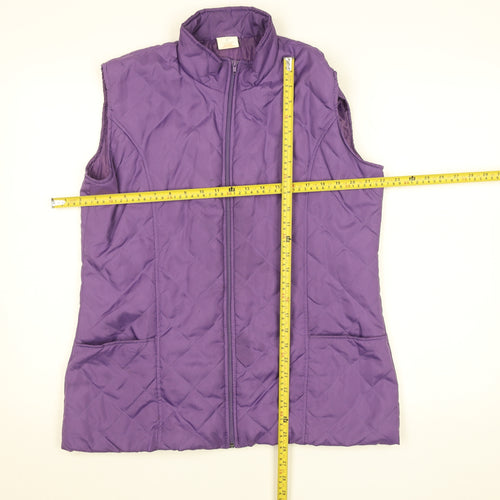 Anne de Langy Womens Purple Quilted Waistcoat M Full Zip