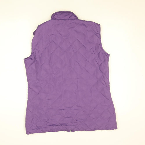 Anne de Langy Womens Purple Quilted Waistcoat M Full Zip