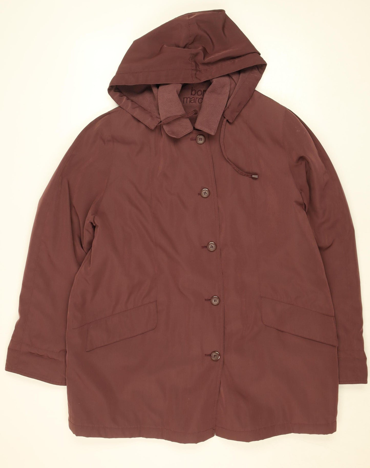 Bonmarché Women’s Brown Hooded Mid-Length Rain Coat Size M
