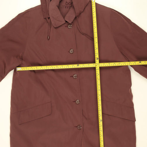 Bonmarché Women’s Brown Hooded Mid-Length Rain Coat Size M