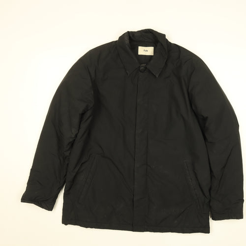 Folk Women's Black Mid-Length Overcoat Size 10 Lined Polyester