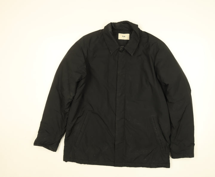 Folk Women's Black Mid-Length Overcoat Size 10 Lined Polyester