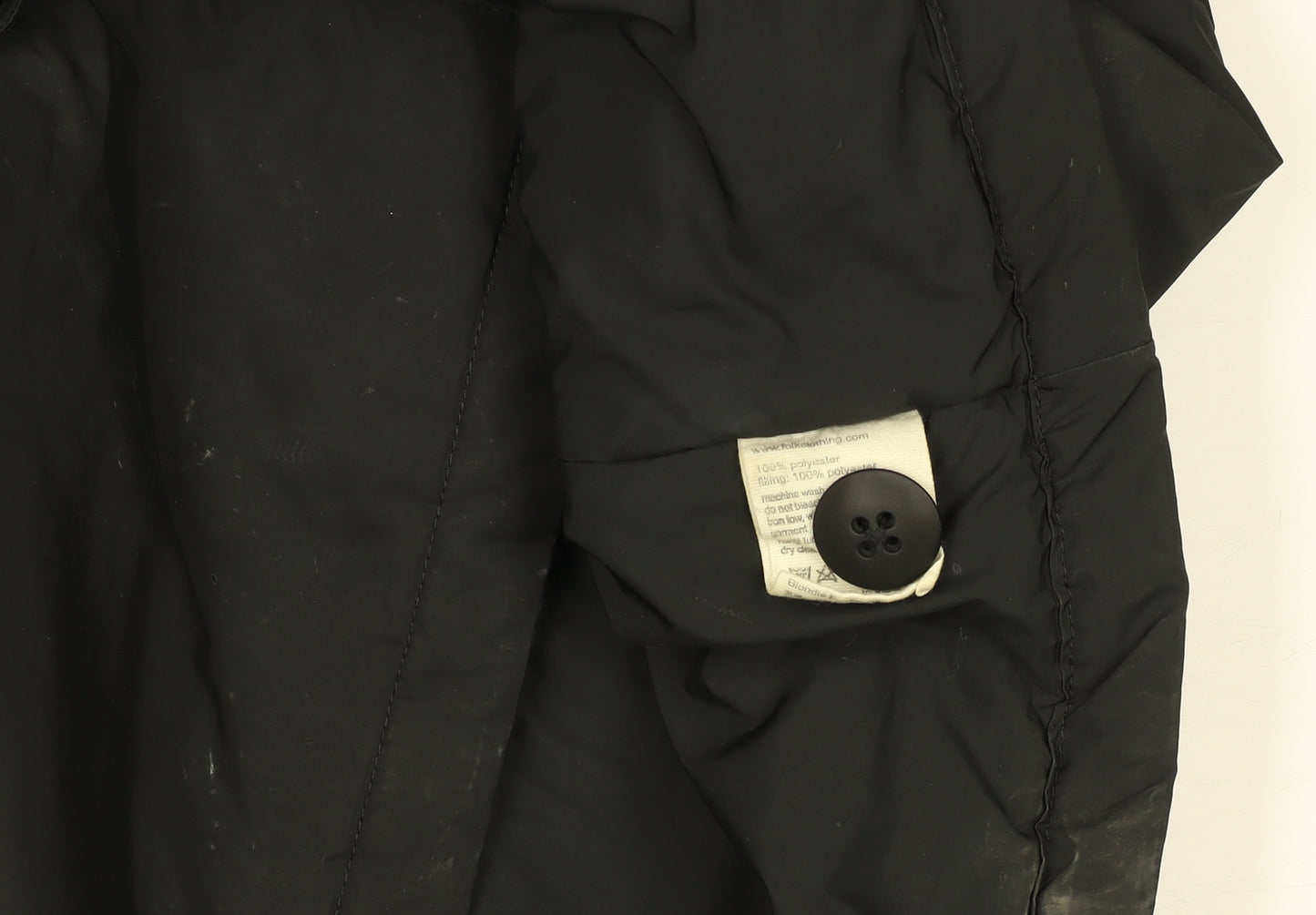 Folk Women's Black Mid-Length Overcoat Size 10 Lined Polyester