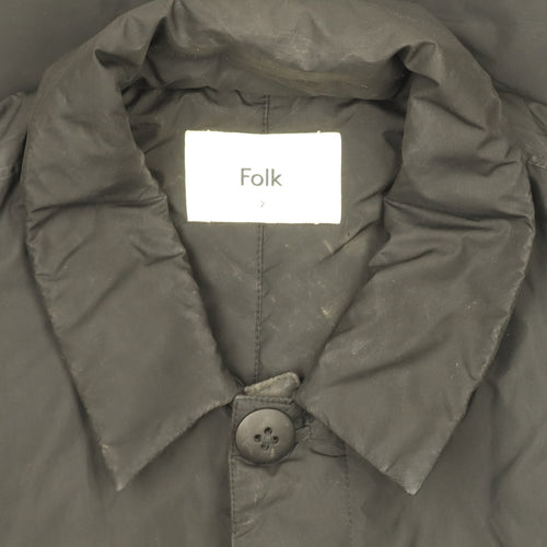 Folk Women's Black Mid-Length Overcoat Size 10 Lined Polyester