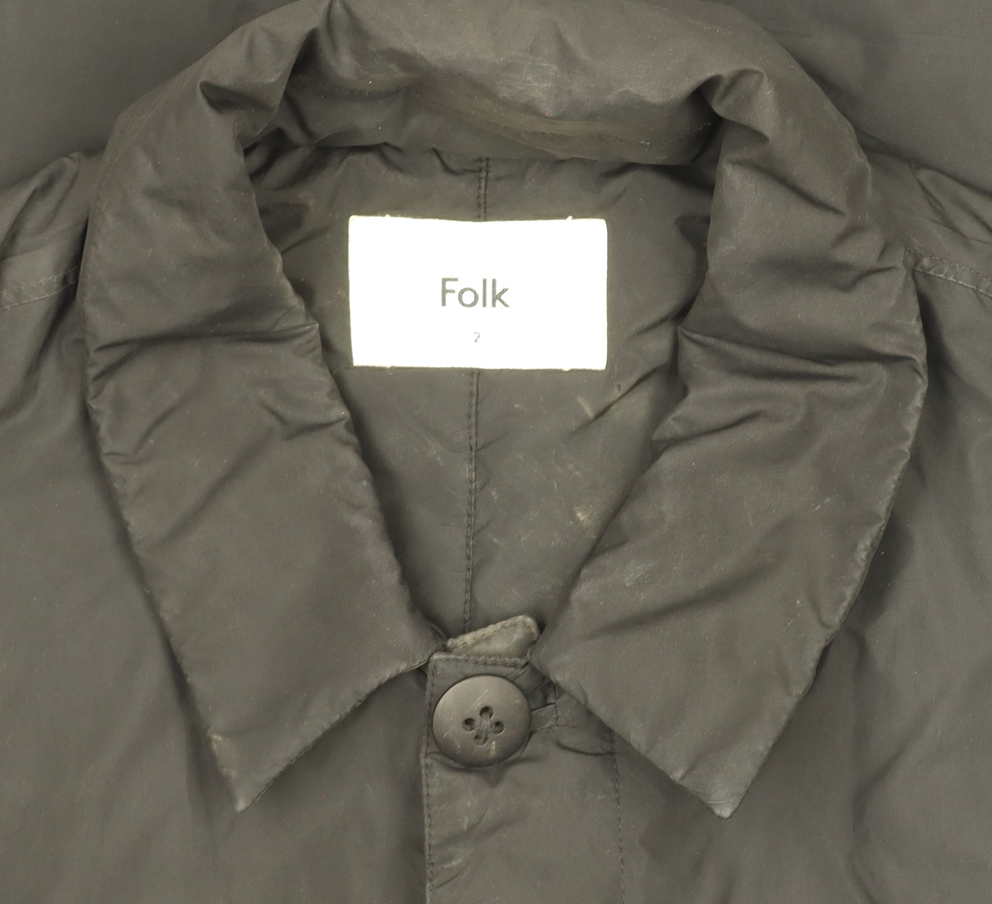 Folk Women's Black Mid-Length Overcoat Size 10 Lined Polyester