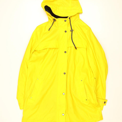 Weatherproof Womens Yellow Hooded Waterproof Rain Coat Jacket M