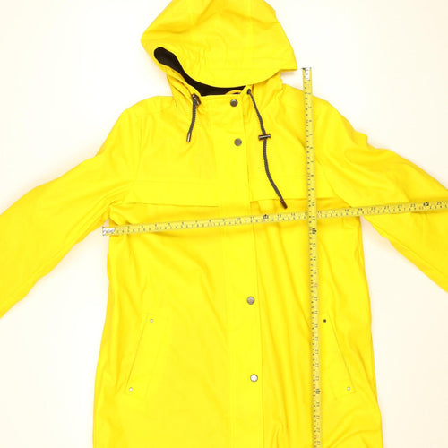 Weatherproof Womens Yellow Hooded Waterproof Rain Coat Jacket M
