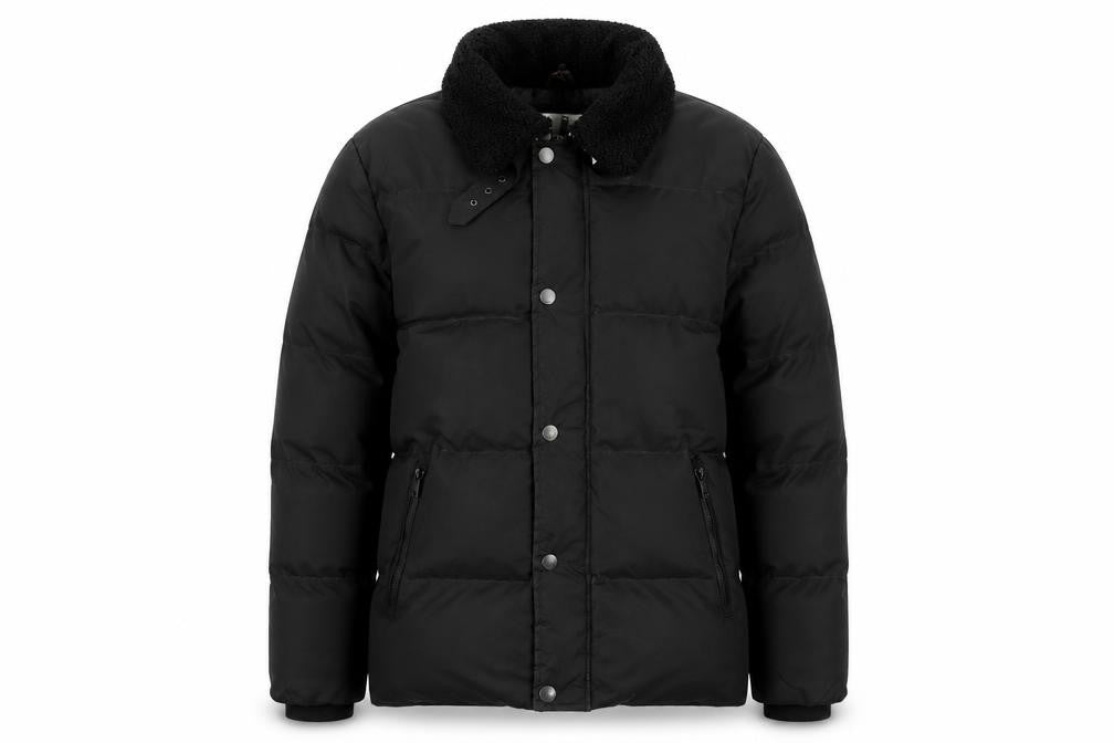 Front view of NINES Collection Women's Black Puffer Jacket, size M, Winter Lined Coat