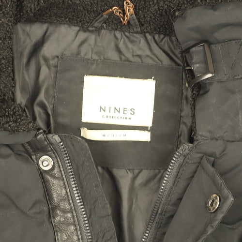 NINES Collection Women's Black Puffer Jacket Size M Winter Lined Coat